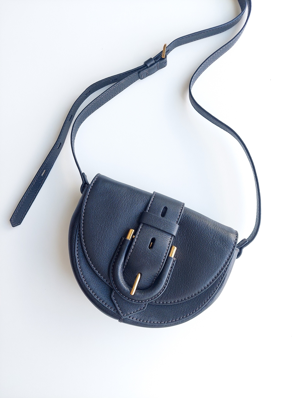 Fossil Leather Crossbody Bag Purse Saddle Small Black